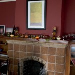Library Mantel with Autumn Decor